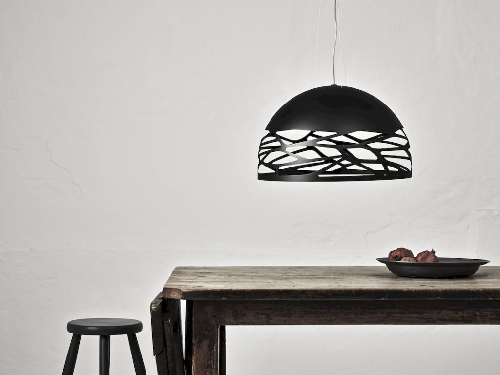 Sculptural lighting completing a refined interior